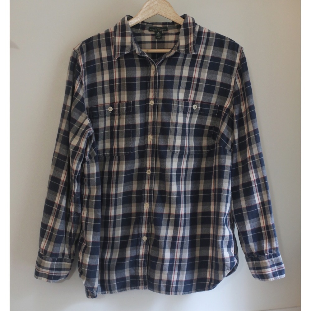 Lauren Ralph Lauren Plaid Button Down Shirt Navy Blue Red White 1X
